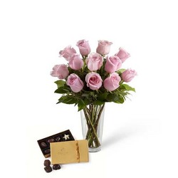 The FTD Pink Rose & Godiva Bouquet from Backstage Florist in Richardson, Texas